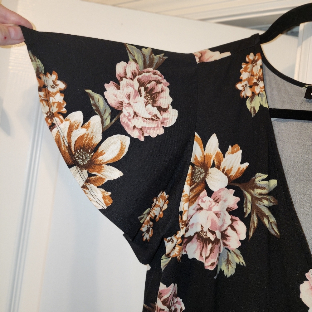 Fortune+Ivy Floral Hi-Low Midi Wrap Around Dress Short Sleeves Size 1X - Picture 4 of 8